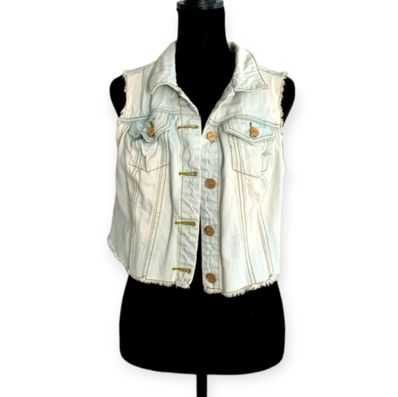 Women’s Denim Sleeveless Cropped Vest sz M - Picture 1 of 6